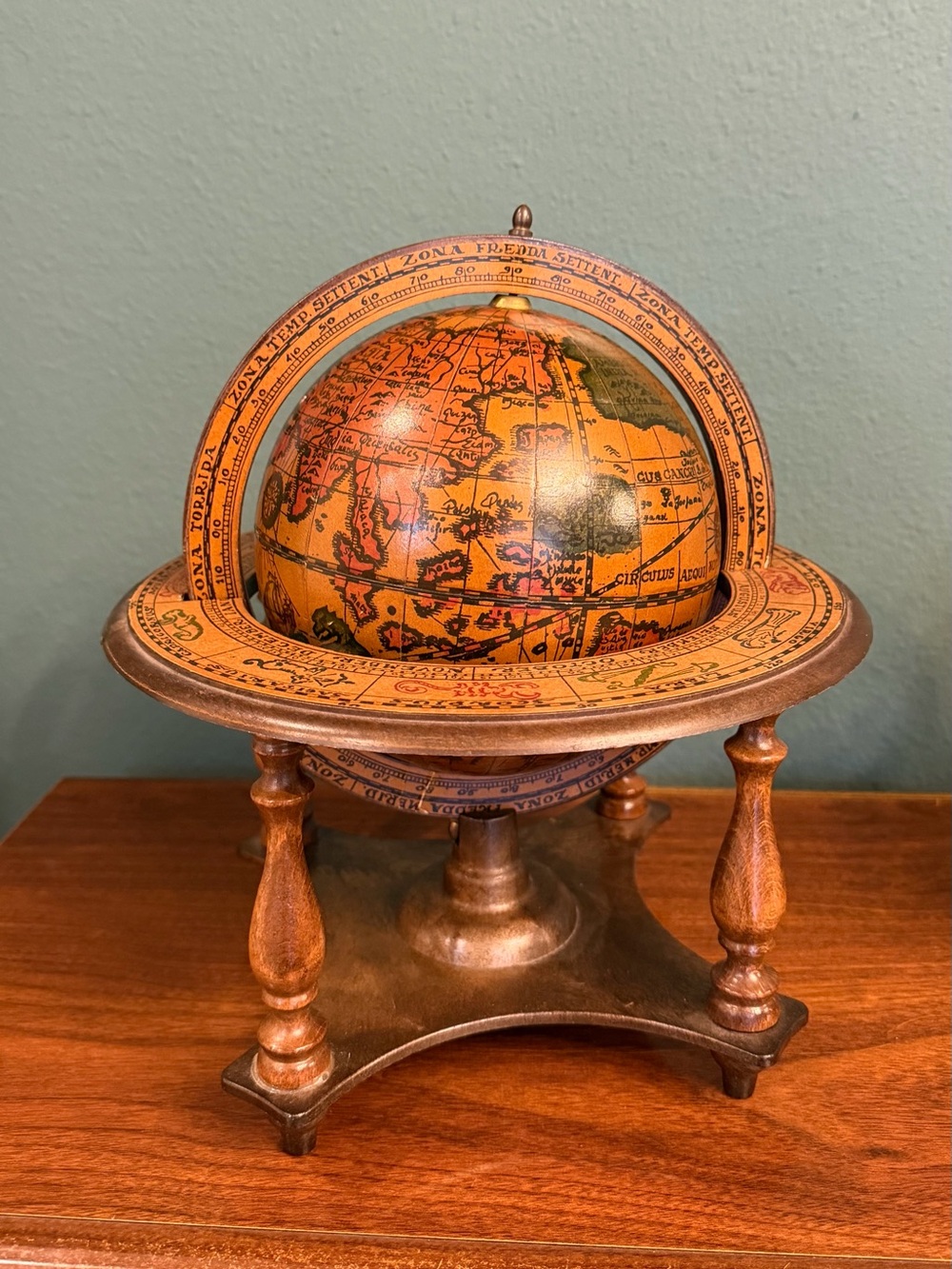 Vintage Old World Globe  Zodiac Astrology Made in Italy